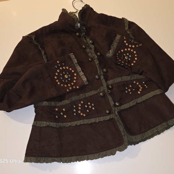 Chic Brown Embellished Women's Jacket - Picture 2 of 3